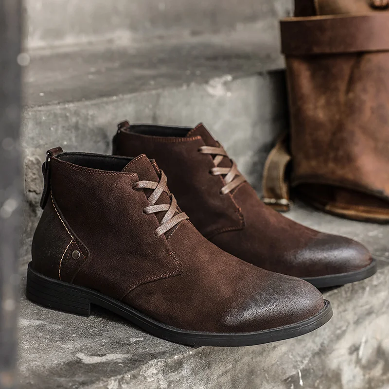 Leatherwork Designs - Sepatu Boots Kulit Suede Sapi Baru