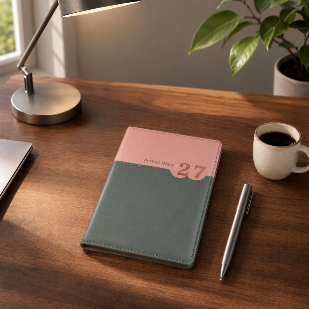 Leather Work Diary Covers - Perencana Kerja Kantor 2027, Buku Catatan